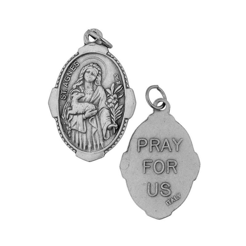 Venerare 1" Saint Agnes Medal with Prayer Card | Durable and Detailed Charm | Pendant Medal Carded with Prayer | Christian Jewelry - Image 2